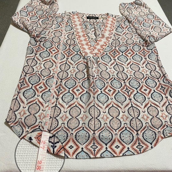 Ivanka Trump 3/4 Sleeve Blouse Popover Stretch Top V Neck Women's Size M - Picture 11 of 12